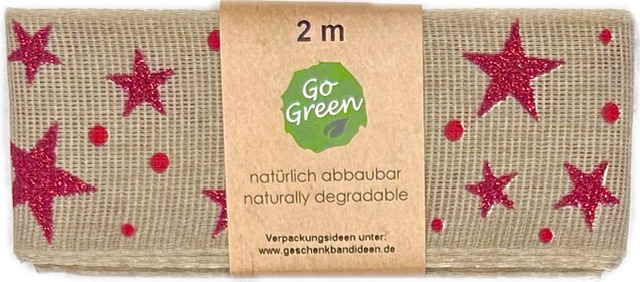 Stuha vánoční lněná LINEN STAR MAGIC GRAY šedá 40mm x 2m (15,-Kč/m)