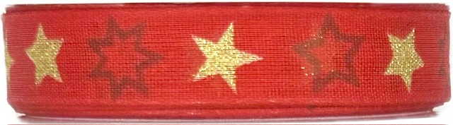 Stuha vánoční NOVA STARLINE RED červená 15mm x 3m (8,-Kč/m)