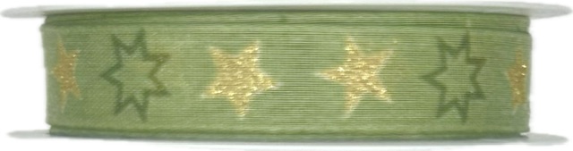 Stuha vánoční NOVA STARLINE GREEN zelená 15mm x 3m (8,-Kč/m)