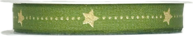 Stuha vánoční TINY STARLINE GREEN zelená 10mm x 4m (6,-Kč/m)