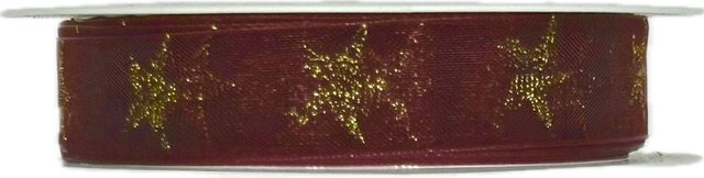 Stuha vánoční STARGLOW ORGANZA BURGUNDY bordó 15mm x 3m (8,-Kč/m)