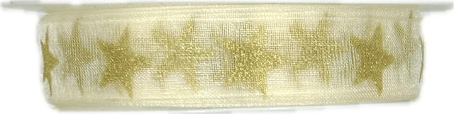 Stuha vánoční STARGLOW ORGANZA CREAM krémová 15mm x 3m (8,-Kč/m)