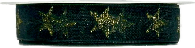 Stuha vánoční STARGLOW ORGANZA BLACK černá 15mm x 3m (8,-Kč/m)