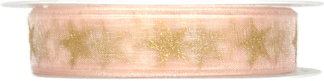 Stuha vánoční STARGLOW ORGANZA BLUSH meruňková 15mm x 3m (8,-Kč/m)