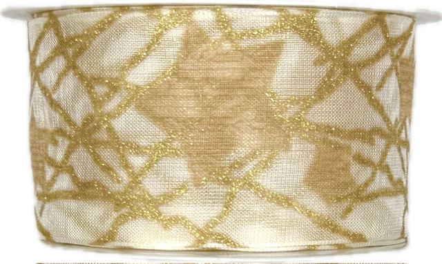 Stuha vánoční LUMINOUS STARTRAIL GOLD zlatá 40mm x 3m (12,-Kč/m)