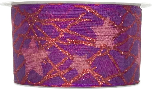 Stuha vánoční LUMINOUS STARTRAIL ROYAL PURPLE fialová 40mm x 3m (12,-Kč/m)