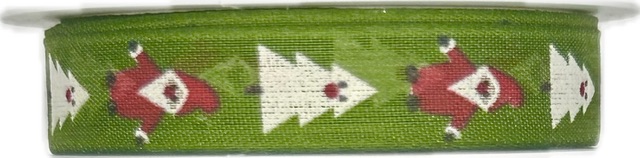 Stuha vánoční HOLLY JOLLY FOREST zelená 15mm x 3m (6,-Kč/m)