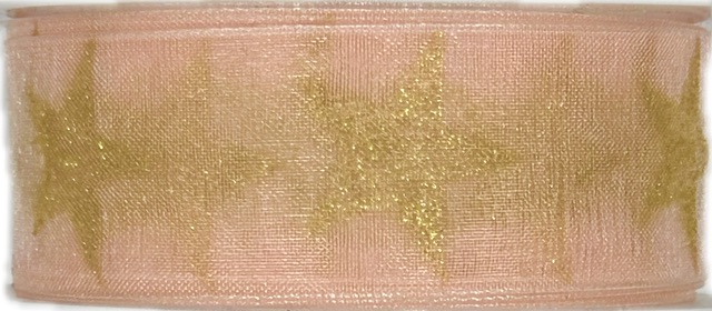 Stuha vánoční STARGLOW ORGANZA BLUSH meruňková 25mm x 3m (9,-Kč/m)