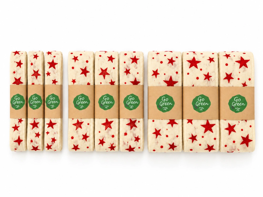 Stuha vánoční STAR MAGIC CREAM krémová 40mm x 2m