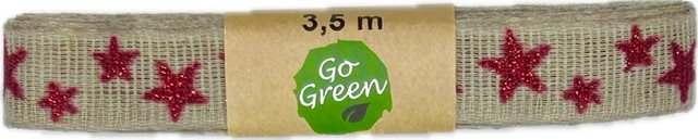 Stuha vánoční lněná STAR GLOW GRAY šedá 15mm x 3,5m (6,- Kč/m)