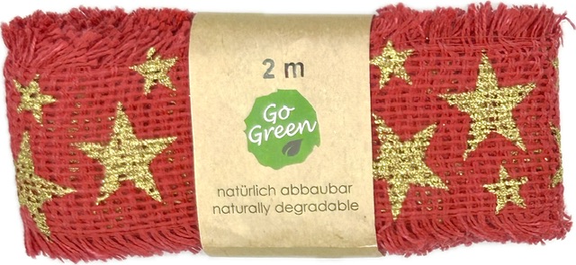 Stuha vánoční JUTA STARSHINE RED červená 40mm x 2m (14,-Kč/m)