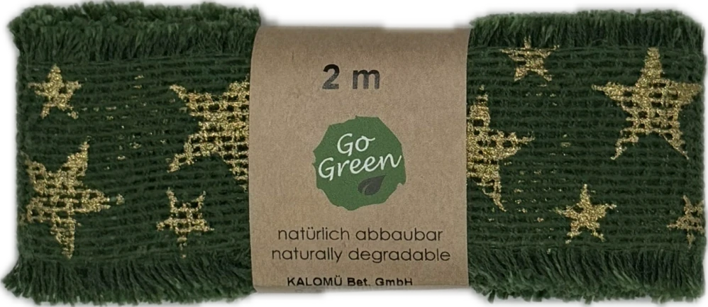 Stuha vánoční JUTA STARSHINE FOREST  GREEN zelená 40mm x 2m (14,-Kč/m)