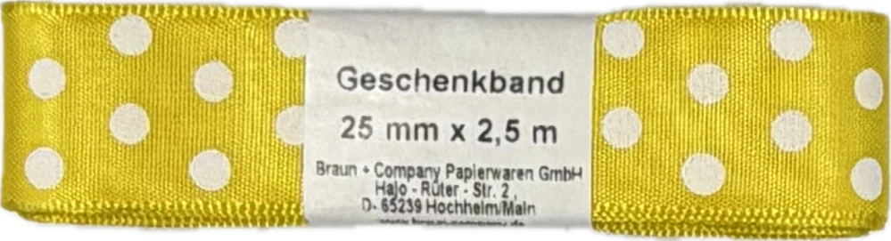 Stuha taftová HOT SPOT Sunshine Yellow žlutá 25mm x 2,5m ( 8,- Kč/m)