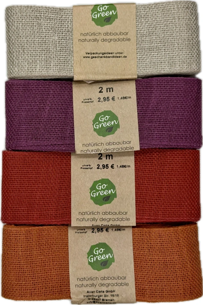 Stuha lněná Nature Basic – Terracotta oranžová 40mm x 2m (14,-Kč/m)