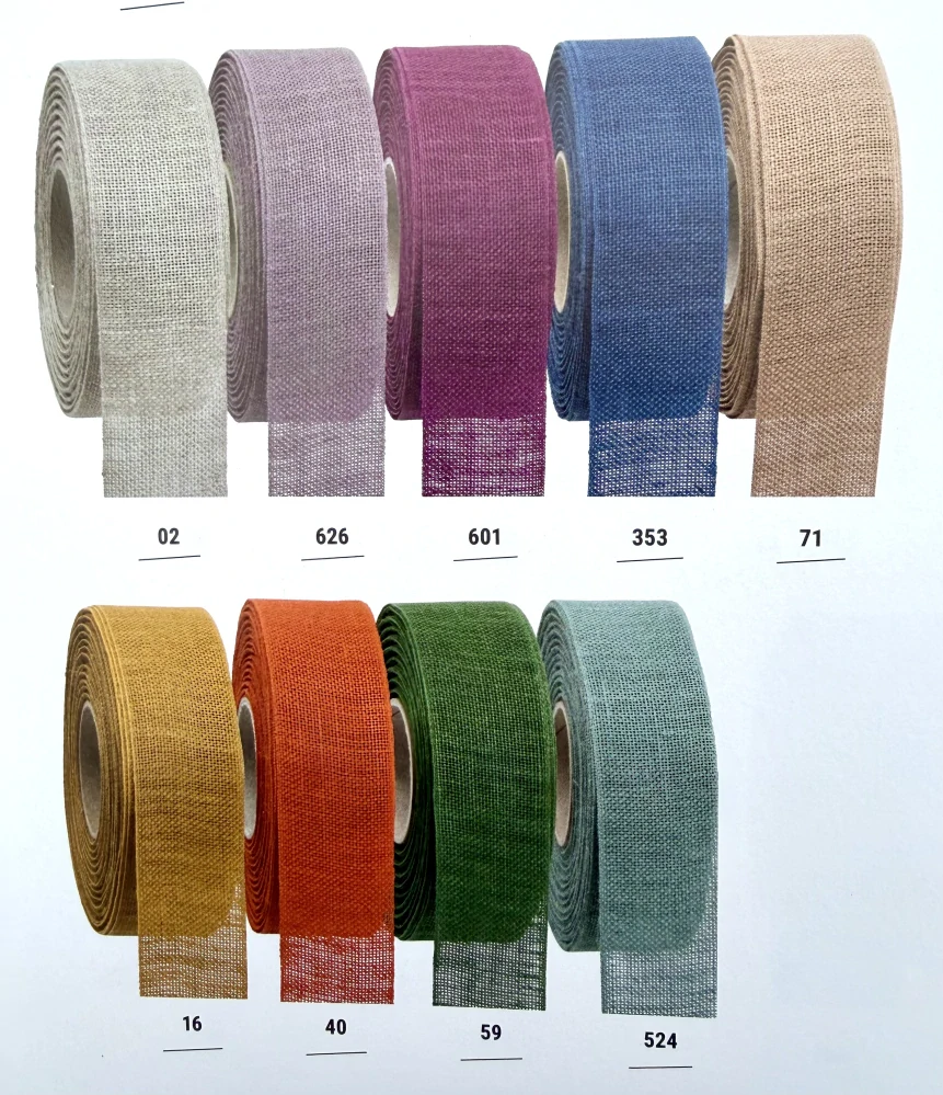 Stuha lněná Nature Basic – Classic Red červená  25mm x 2m (11,-Kč/m)