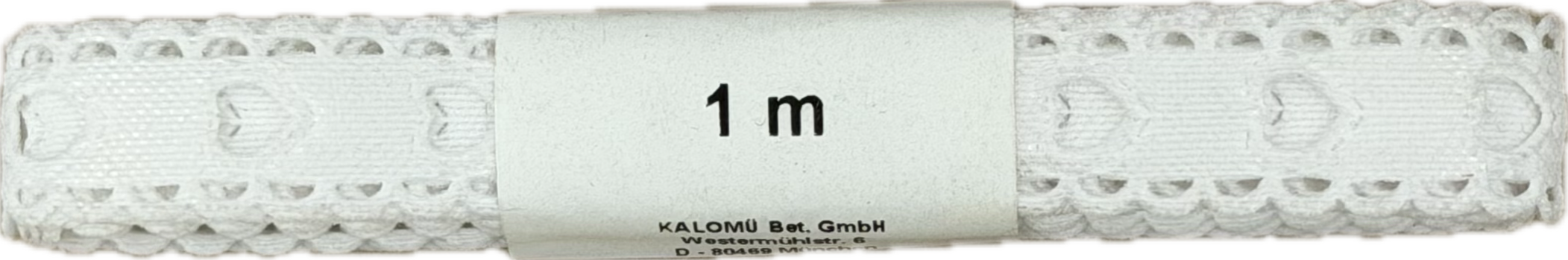 Vysekávaná dekorativní stuha bílá Sweet Hearts White – 15mm × 1m