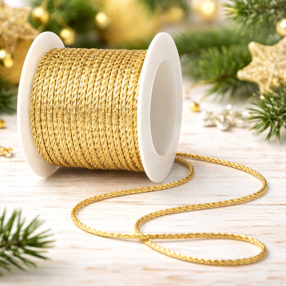 Golden Twist Luxe 2mm – Lurexový zlatý provázek 2mm x 3m (5,-Kč/m)