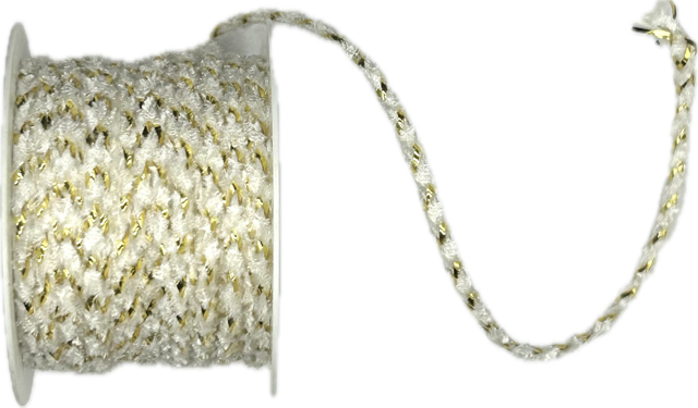 Provázek dekorační TwistCord Cotton Luxe Goldbílý zlatá nit 3mm x 3m (6,- Kč/m)