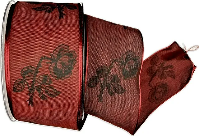 Stuha smuteční saténová BLACK ROSES CARDINAL 60mm x 20m