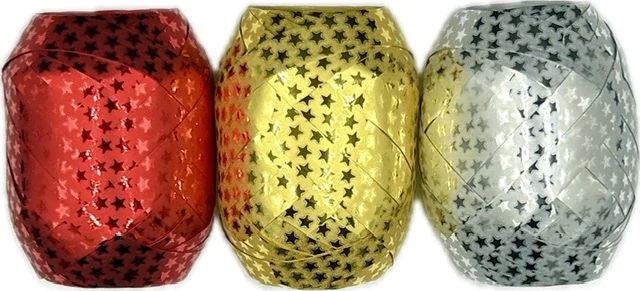 Vánoční stuha vázací MINI STARS červené 10mm x 20m (0,60Kč/m)