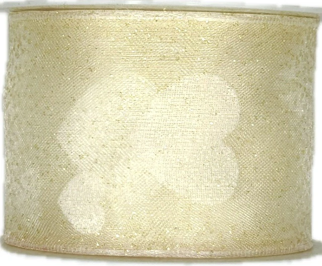 Organza stuha Sweet Emotion Cream – krémová 40mm x 2m