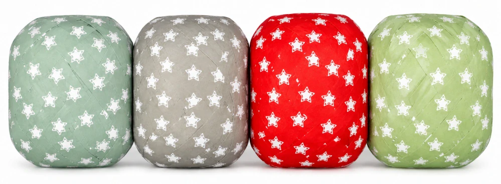 Vánoční vázací stuha NEPTUNO RED červená (velké Mega klubko) 10mm x 20m