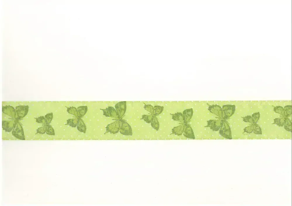 Stuha organzová skládaná BUTTERFLY zelená 40mm x 2m (8,50 Kč/m)