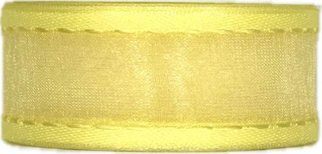 Stuha organzová CHAMPAGNER Light Yellow  prošívaná světle žlutá 25mm x 2m (12,-Kč/m)