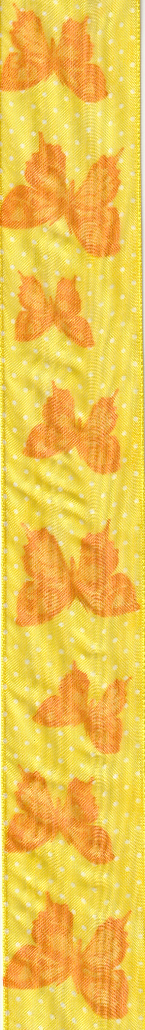 Stuha taftová průsvitná BUTTERFLY JOY - YELLOW žlutá 40mm x 2m (13,-Kč/m)