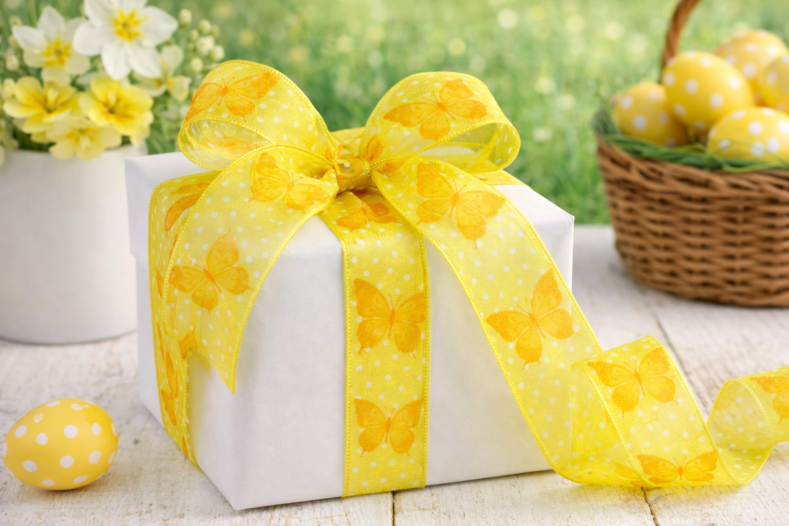 Stuha taftová průsvitná BUTTERFLY JOY - YELLOW žlutá 40mm x 2m (13,-Kč/m)