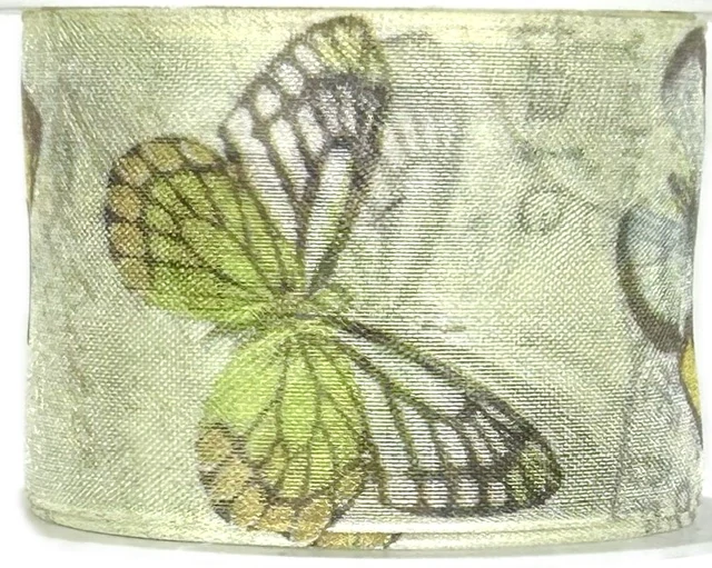 Stuha organzová WHISPER FLIGHT GREEN 40mm x 2m (14,- Kč/m)