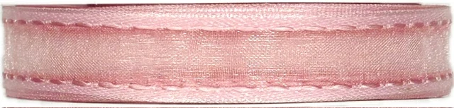 Stuha organzová CHAMPAGNER prošívaná růžová 15mm x 5m (5,- Kč/m)
