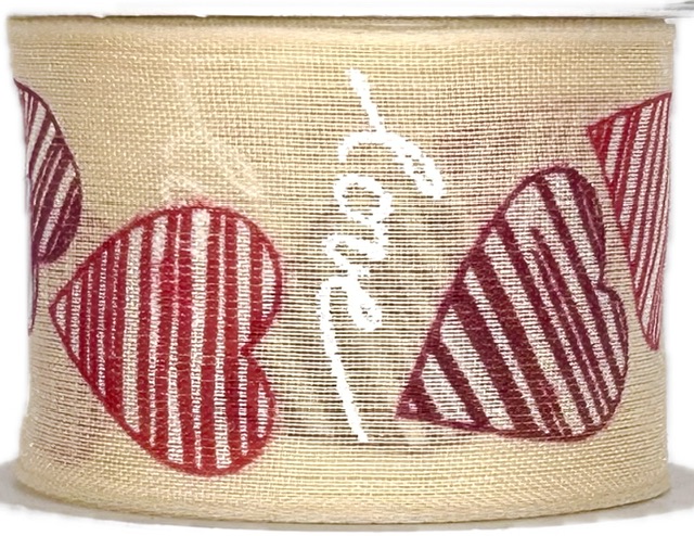 Bavlněná stuha Soft Love red – krémová 40mm x 2m
