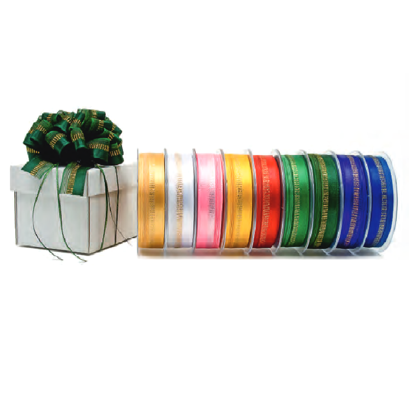 Stahovací látková stuha PRETTY zlatá 25 mm x 3 m (10,-Kč/m)