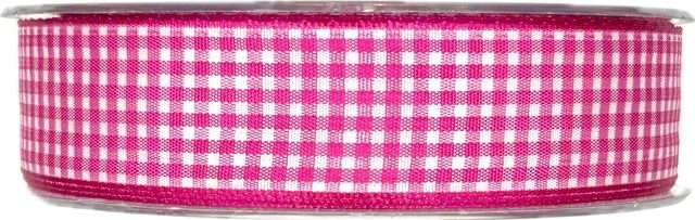 Stuha tkaná VICHY KARO PINK růžová 25mm x 20m A (8,-Kč/m)