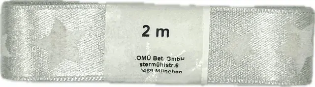 Vánoční stuha WHITE STAR stříbrná 25mm x 2m (8,50 Kč/m)