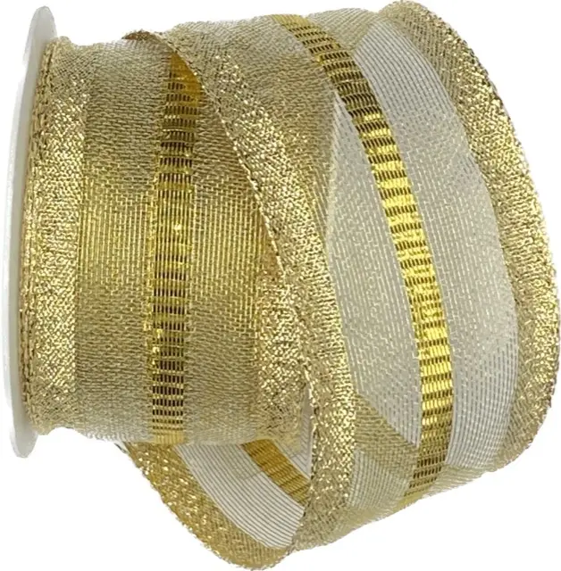 Stuha lurexová OUTDOOR GOLD LINE 40mm x 2m (10,- Kč/m)