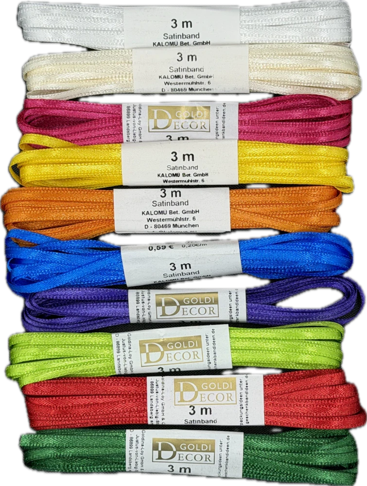 Saténová stuha tmavě modrá – 3mm × 3m (3,-Kč/m)