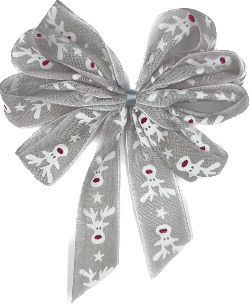 Sada 10x Vánoční stuha skládaná HAPPY REINDEER pastelově šedá 25mm x 2m (7,- Kč/m) (14,-Kč/ks)