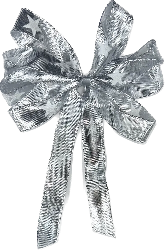 Vánoční stuha stříbrná WHITE STAR SILVER lesklá 15mm x 2m (5,- Kč/m)