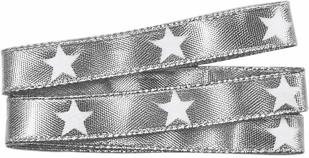 Vánoční stuha stříbrná WHITE STAR SILVER lesklá 15mm x 2m (7,50 Kč/m)