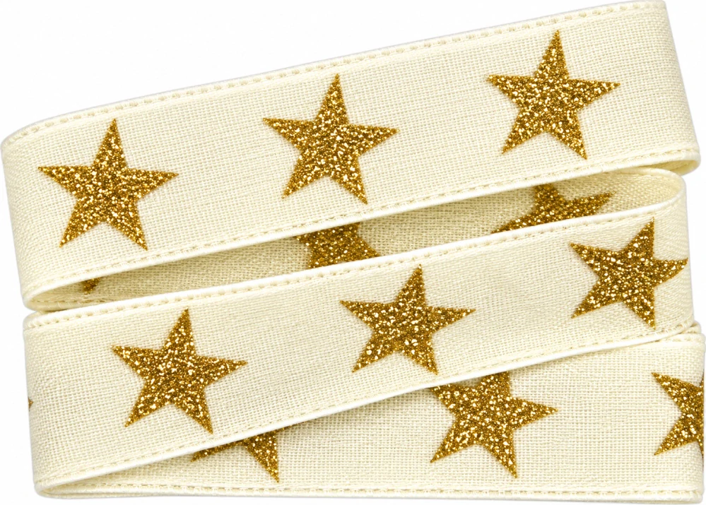 Vánoční stuha GOLD STAR krémová 25mm x 2m (9,-Kč/m)