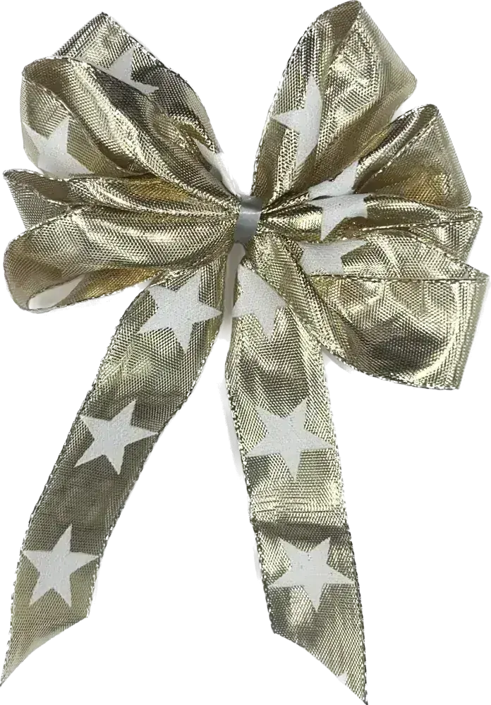 Vánoční stuha zlatá WHITE STAR GOLD lurexová 25mm x 2m (8,50 Kč/m)