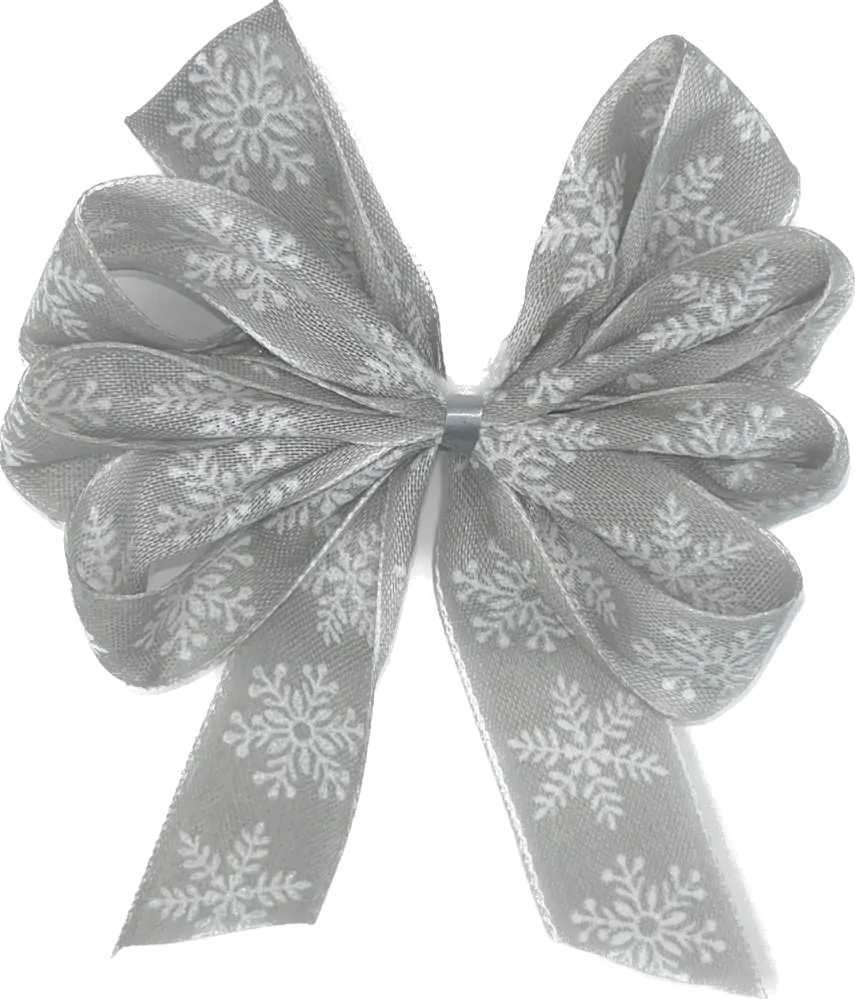 Sada 10x Vánoční stuha skládaná SNĚHOVÁ VLOČKA pastelově šedá 25mm x 2m (7,- Kč/m) (14,- Kč/ks)
