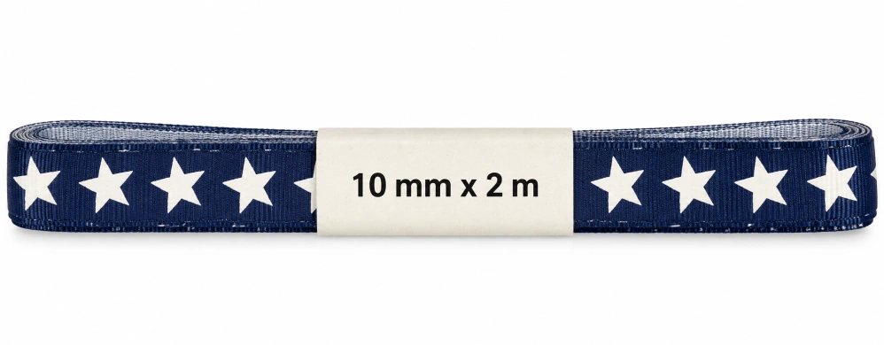 Vánoční stuha STAR LINE BLUE 10mm x 2m (2,50 Kč/m)