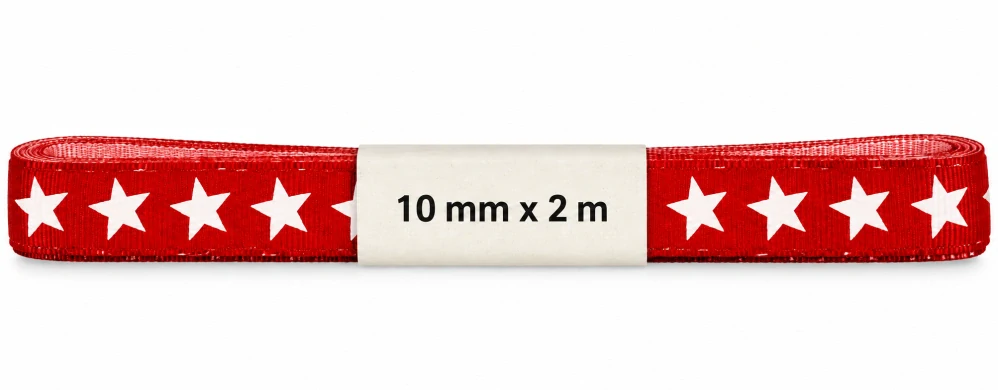 Vánoční stuha STAR LINE RED 10mm x 2m (2,50Kč/m)
