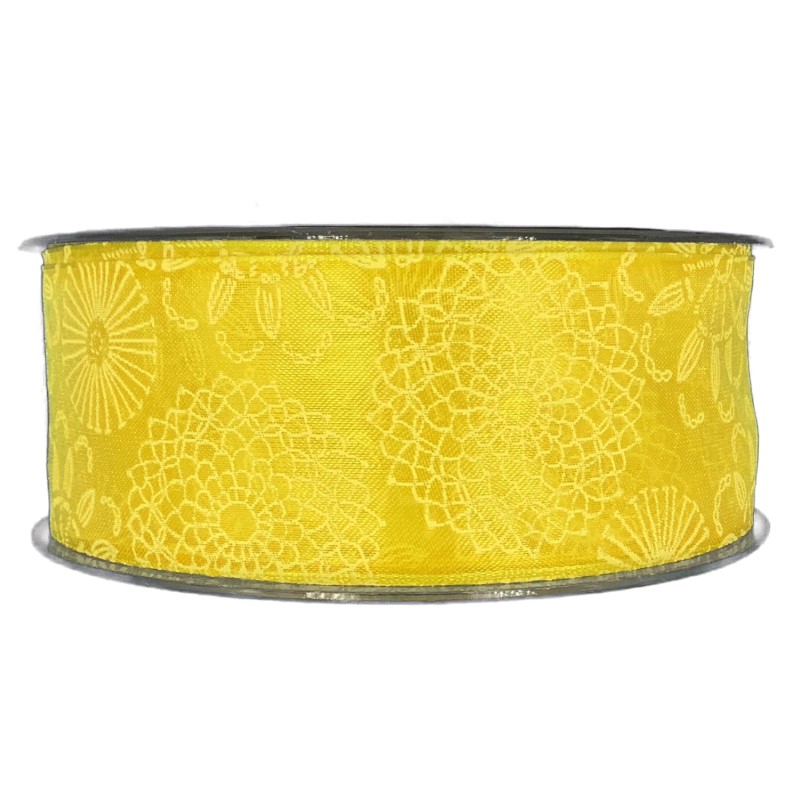 Stuha taftová LOLA YELLOW žlutá, transparentní 40mm x 20m A (9,- Kč/m)