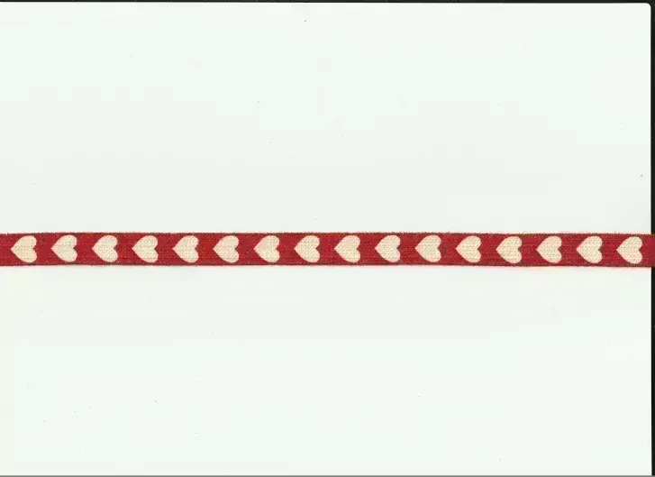 Stuha bavlněná Love Hearts Red červená 15mm x 2m (7,-Kč/m)
