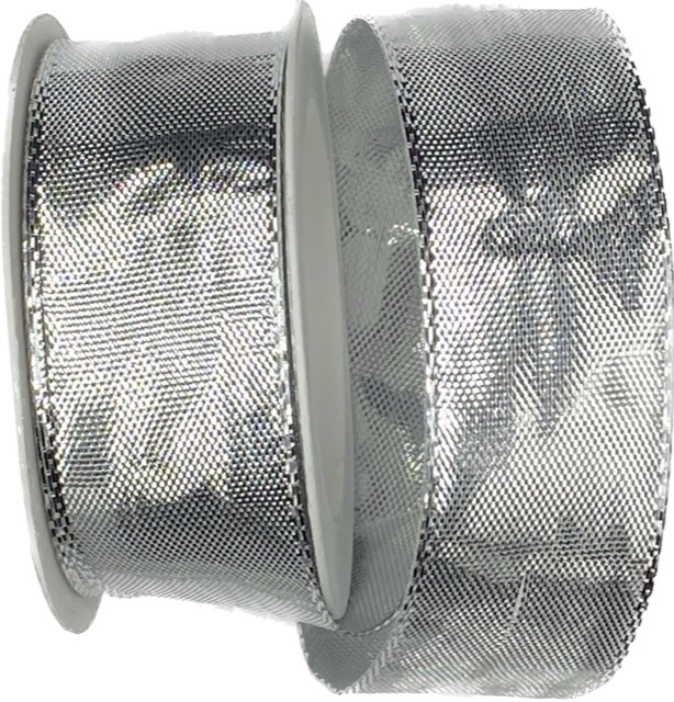 Stuha lurexová CELEBRATION SILVER stříbrná lesklá 25mm x 2m (12,- Kč/m)