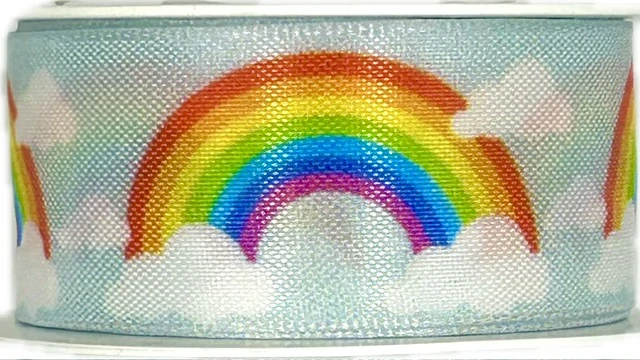 Stuha dětská  RAINBOW BLUE 25mm x 2m (11,- Kč/m)